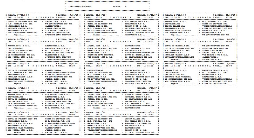 CALENDARI JUNIORES 2016-2017